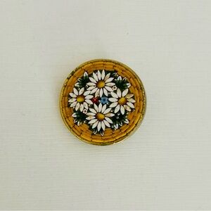 Vintage Italian Micro Mosaic Daisy Brooch